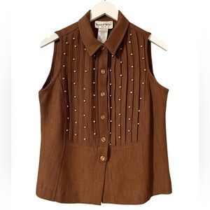 Vintage sleeveless Danny & Nicole top with wooden bead embellishments.
